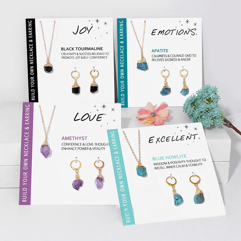 Crystal Jewelry Set Necklace and Earrings - Elara-Clear crystal-The Livary