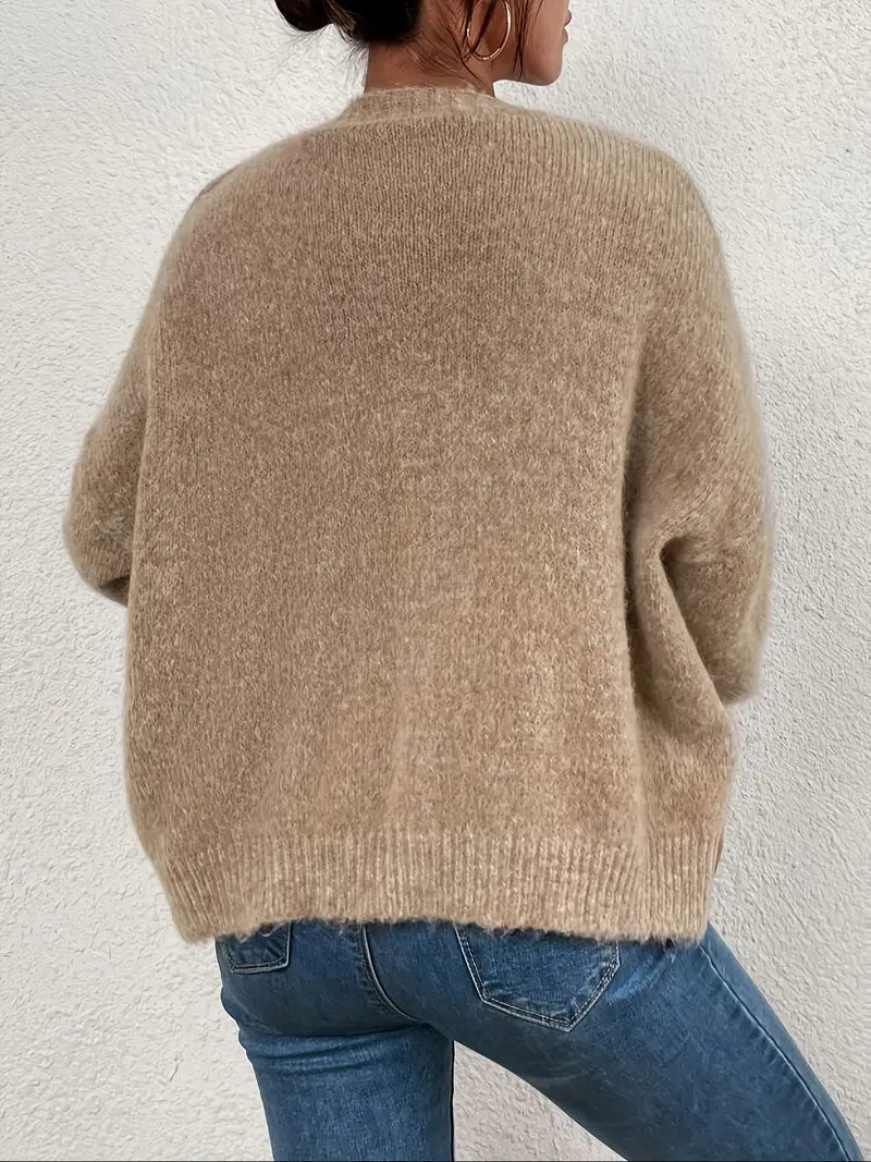 Khaki Knitted Sweater for Women - Evelyn-S-The Livary