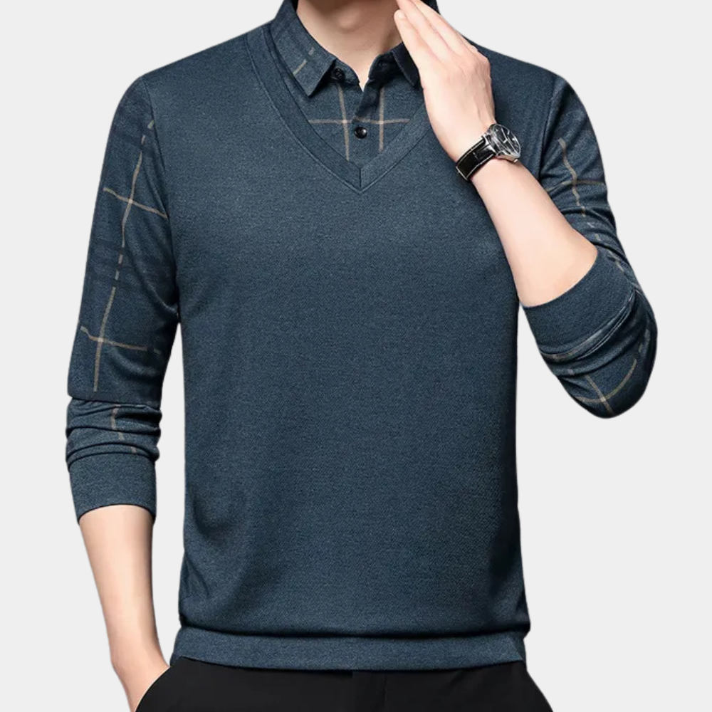 Knitted Men's Jumper with Print - Noah-S-The Livary