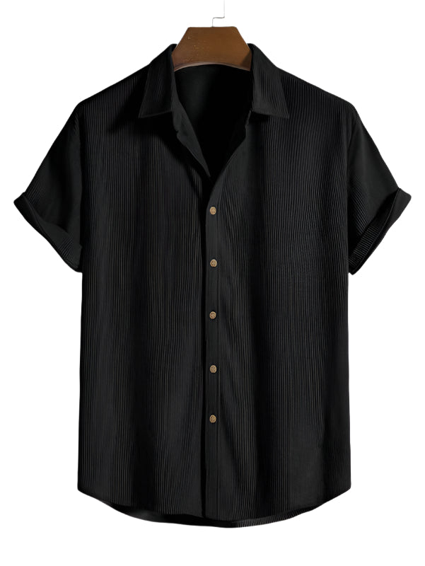Trendy men's summer set with striped design - Beach Style-Beige-The Livary