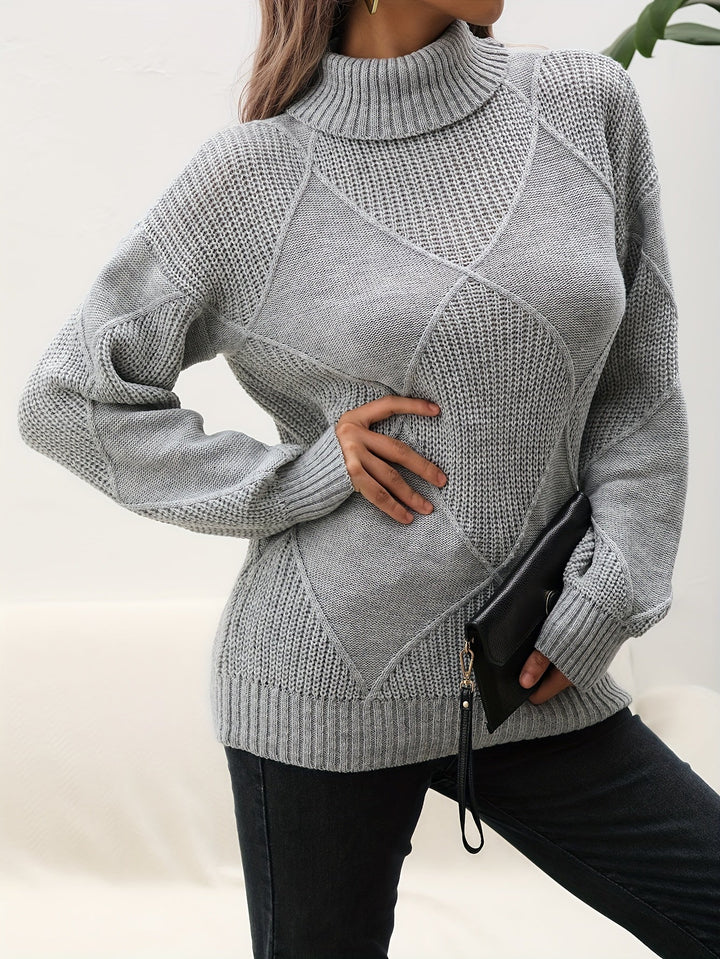 Trendy Plain Turtleneck - Selena-Grey-S-The Livary