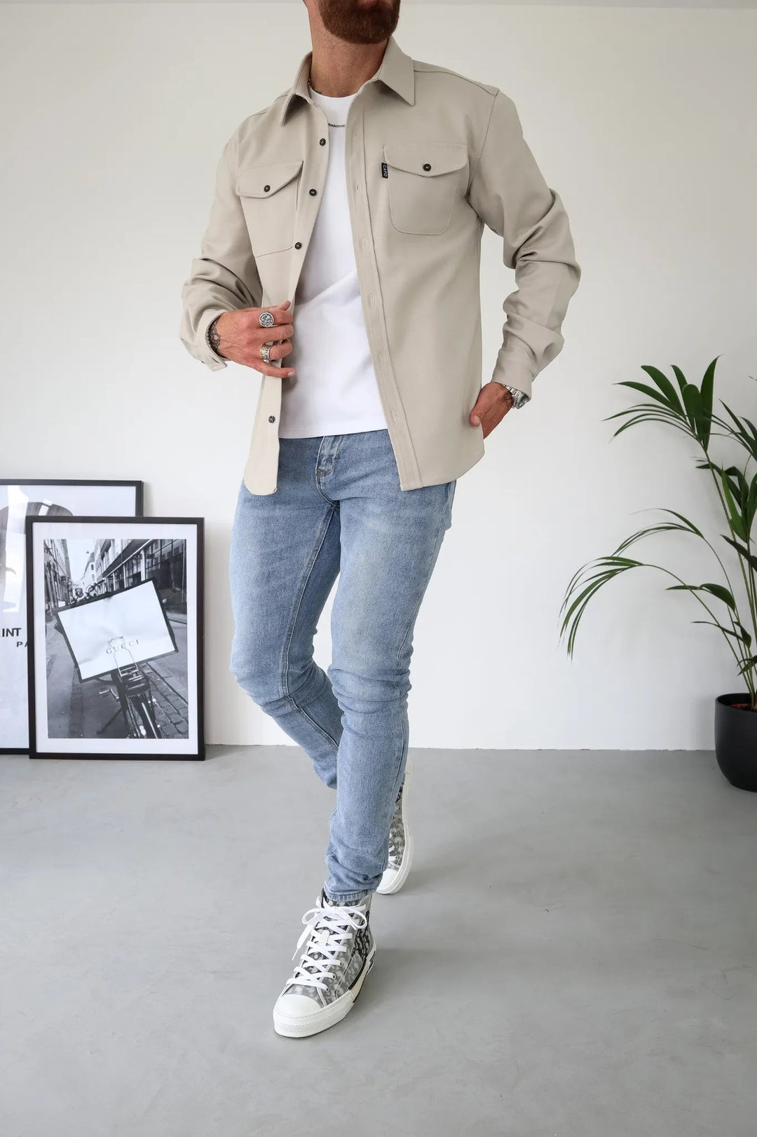 Modern Shirt Jacket for Men – Elias-Beige-S-The Livary