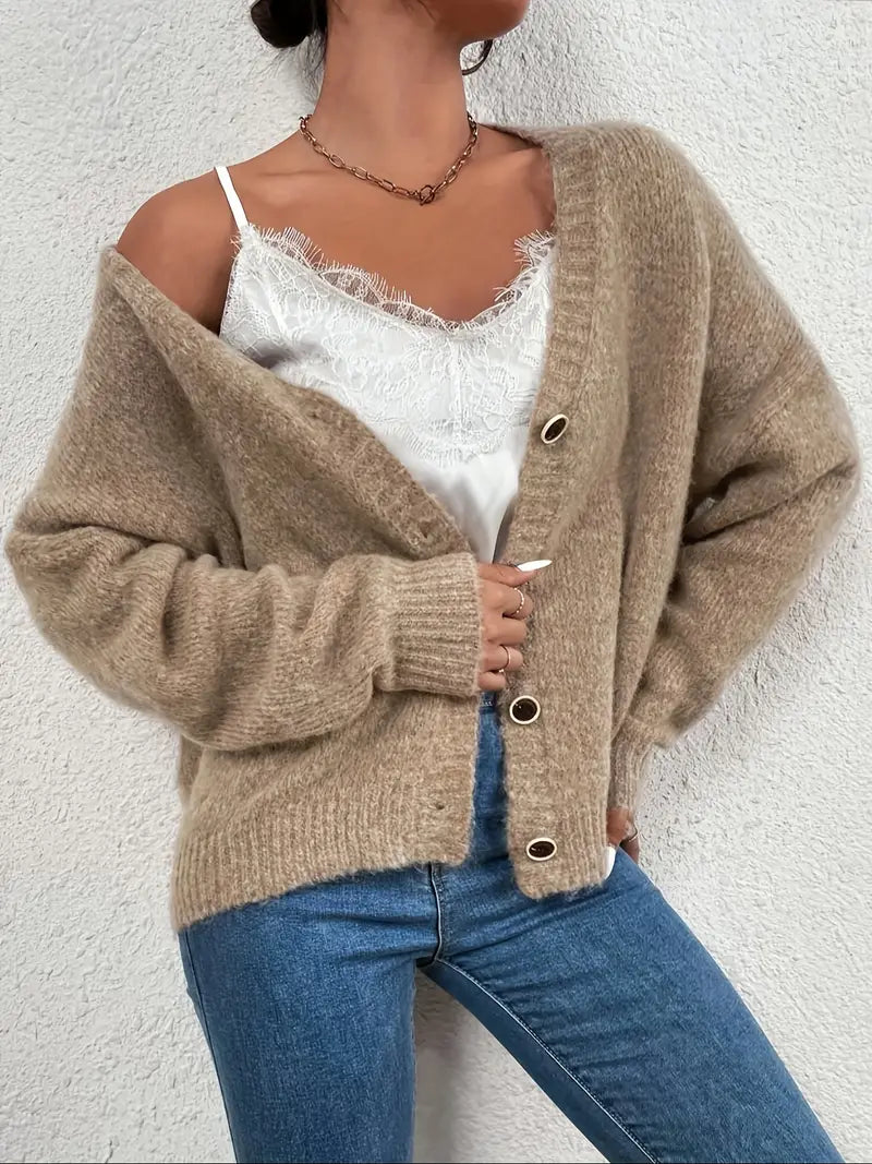 Khaki Knitted Sweater for Women - Evelyn-S-The Livary