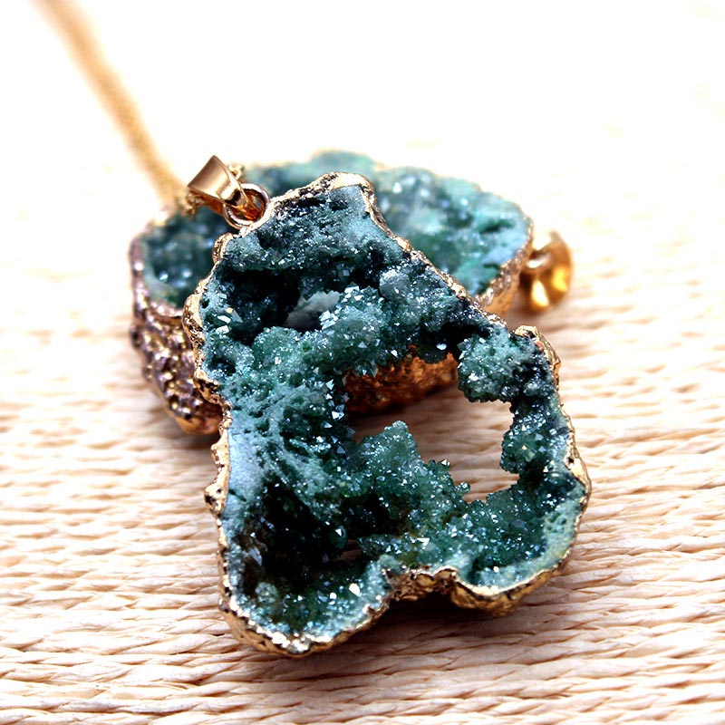 Natural Crystal Geode Pendant - Gaia-Amethyst-The Livary