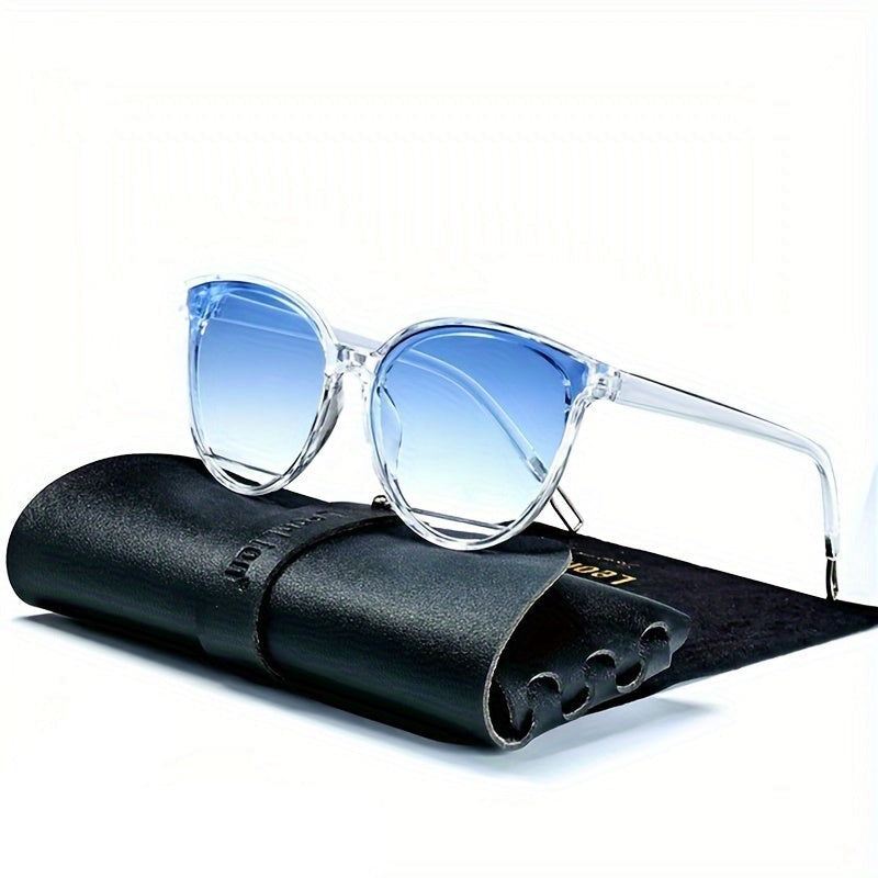 Fashionable women's sunglasses with UV protection – Livia-Transparent frame blue glasses-The Livary