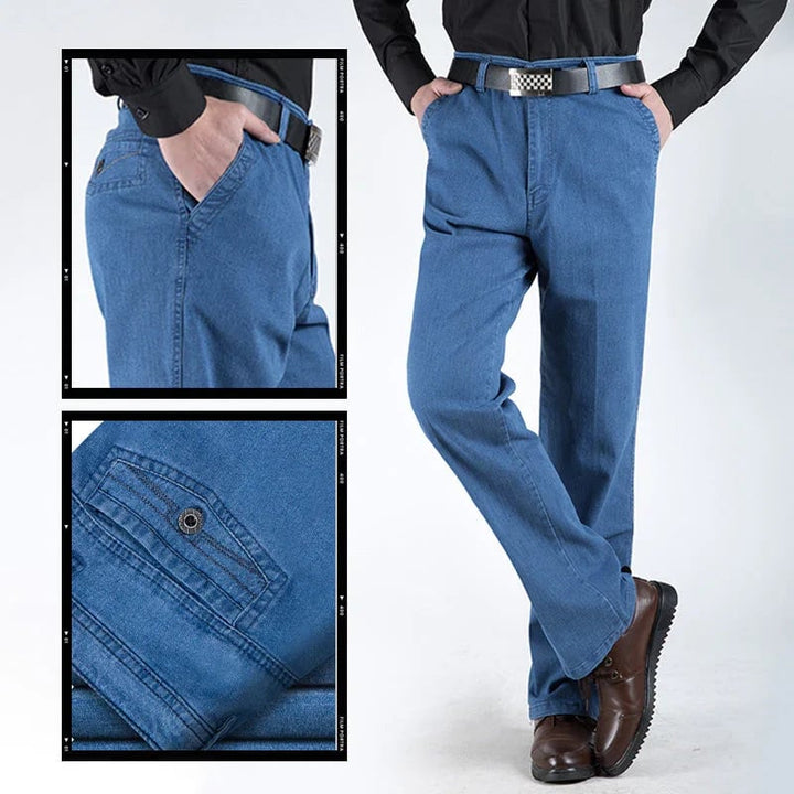 Men's High Waist Straight Leg Jeans – Tobias-Light blue-30WX30L (50-60kg)-The Livary