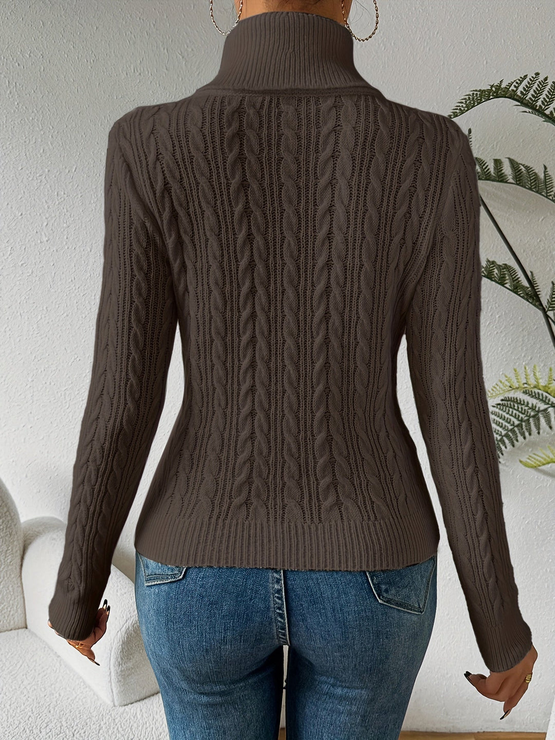 Plain Cable Knit Sweater for Women - Amara-White-S-The Livary