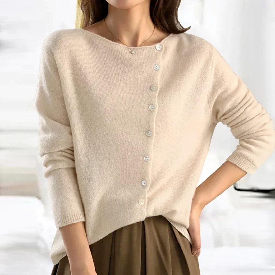 Trendy Women's Sweater with V-Neck - Sienna-Beige-XS-The Livary