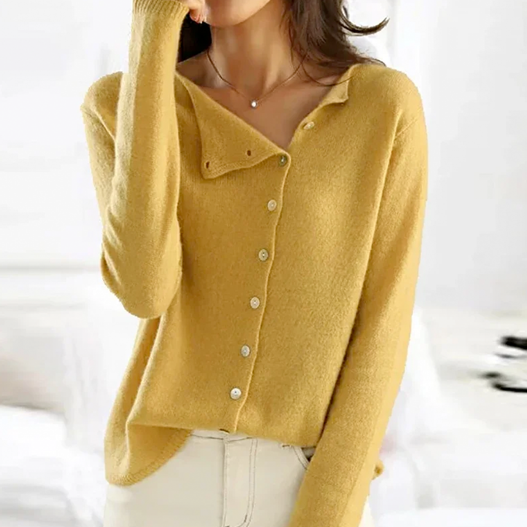 Trendy Women's Sweater with V-Neck - Sienna-Yellow-XS-The Livary