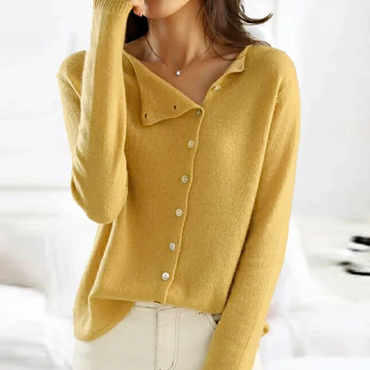 Trendy Women's Sweater with V-Neck - Sienna-Yellow-XS-The Livary