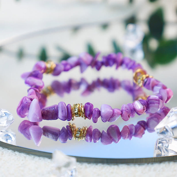Stylish Natural Stone Crystal Beads Bracelet - Celine-White Turquoise-The Livary
