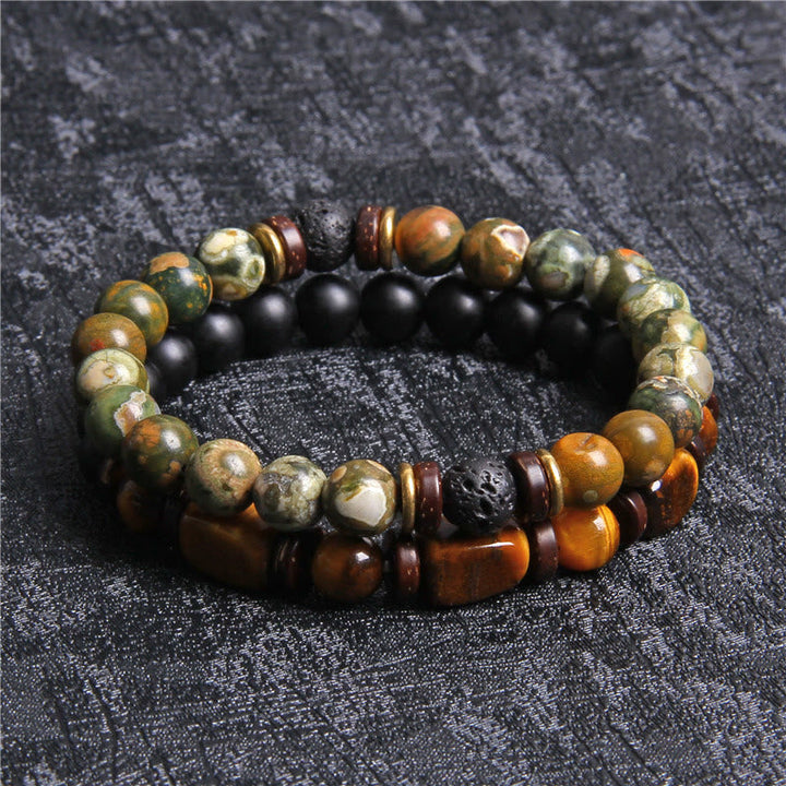 African Turquoise & Tiger Eye Bracelet - Naya-Tiger Eye & Onyx-The Livary