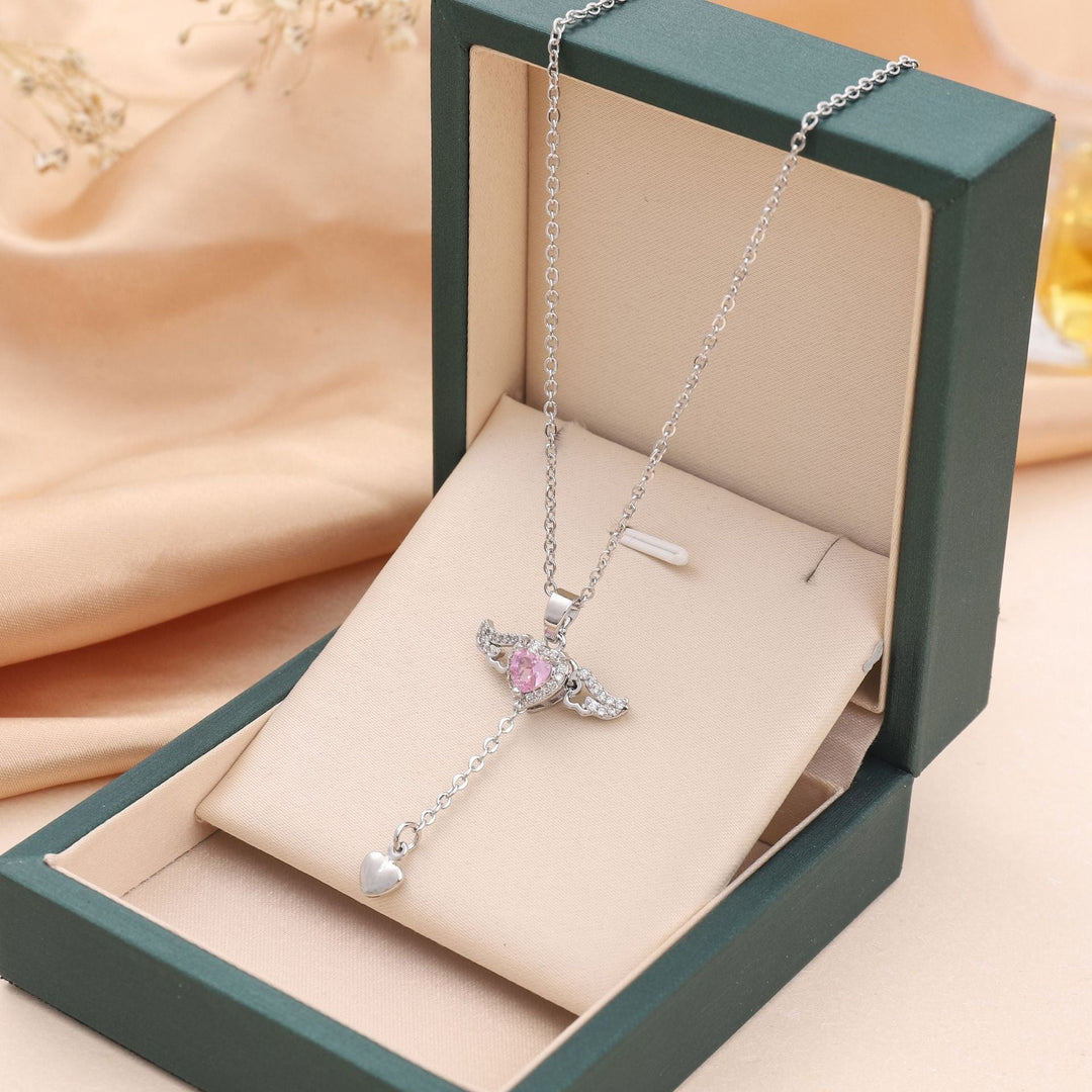 Enchanting Angel Wings Necklace - Livia-Silver-The Livary