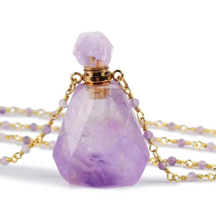 Crystal Perfume Bottle Necklace - Iris-Amethyst-The Livary