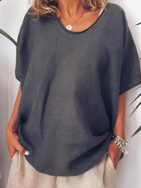 Oversized linen women's T-shirt – Elin-Black-S-The Livary