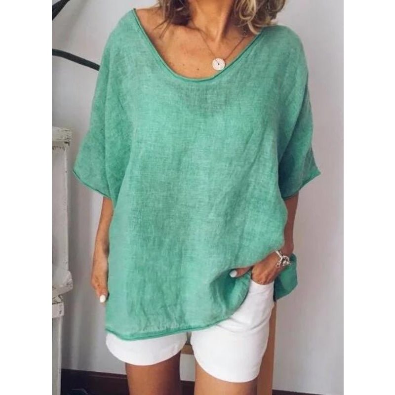 Oversized linen women's T-shirt – Elin-Black-S-The Livary
