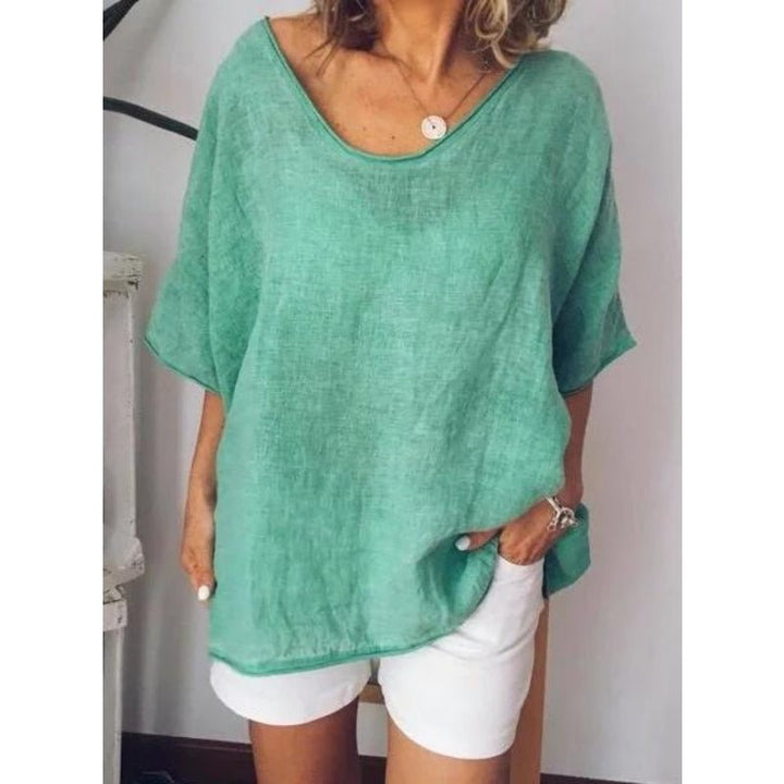 Oversized linen women's T-shirt – Elin-Black-S-The Livary