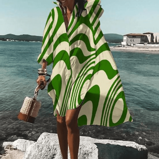 Fashionable Print Midi Dress with Unique Pattern - Mia Belle-Green-S-50% DISCOUNT!-The Livary