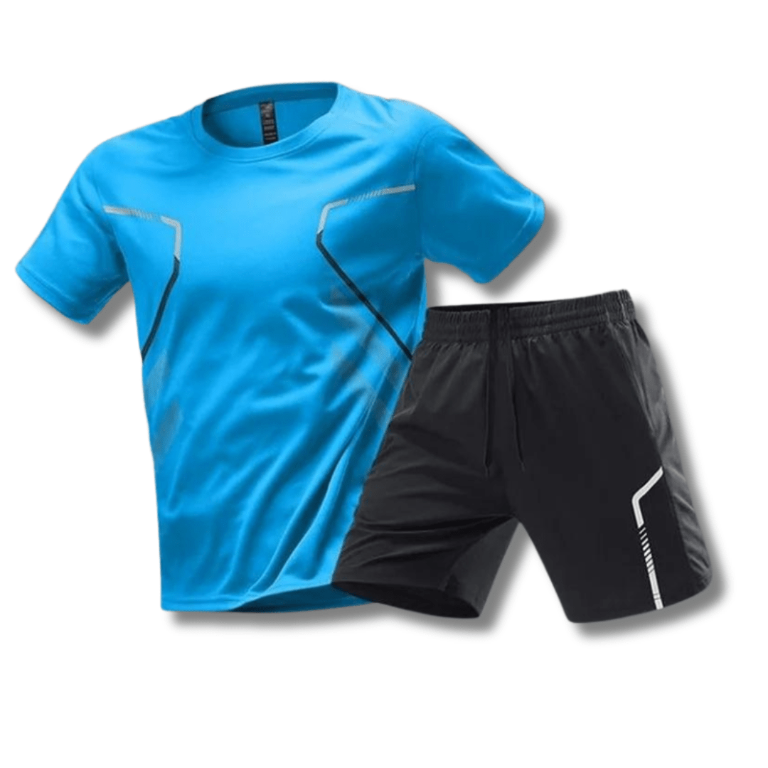 Sports outfit for men – T-shirt and shorts for training & leisure-Light blue-M-The Livary