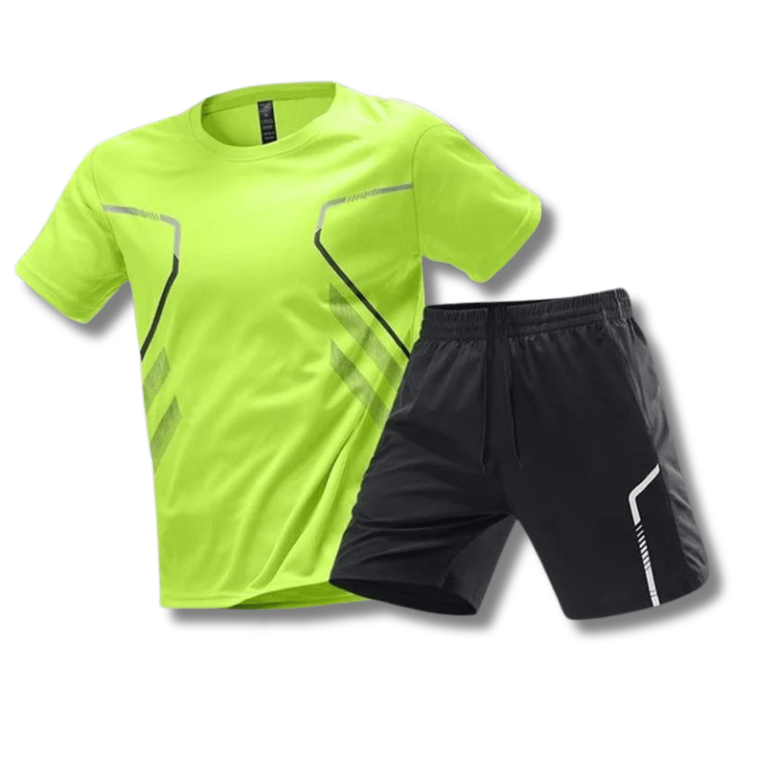 Sports outfit for men – T-shirt and shorts for training & leisure-Neon yellow-M-The Livary