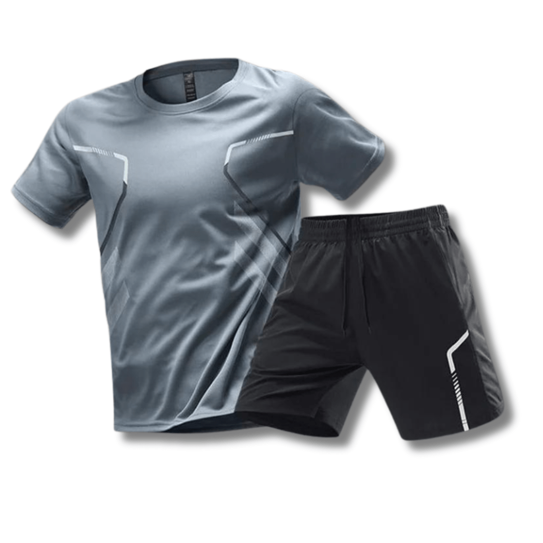 Sports outfit for men – T-shirt and shorts for training & leisure-Dark grey-M-The Livary