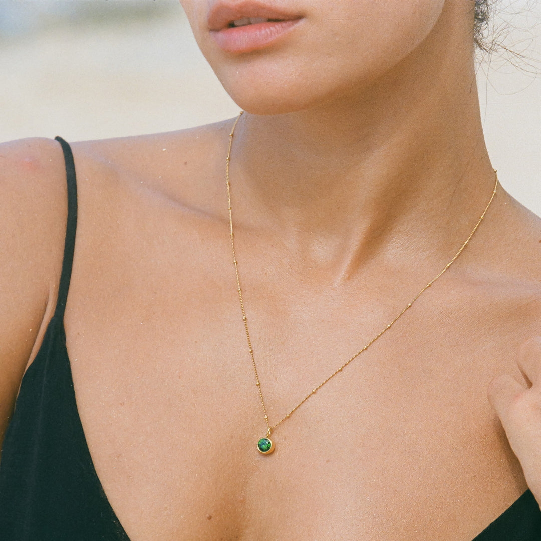 Birthstone Necklace - Aurora-January | Pomegranate-Gold-The Livary