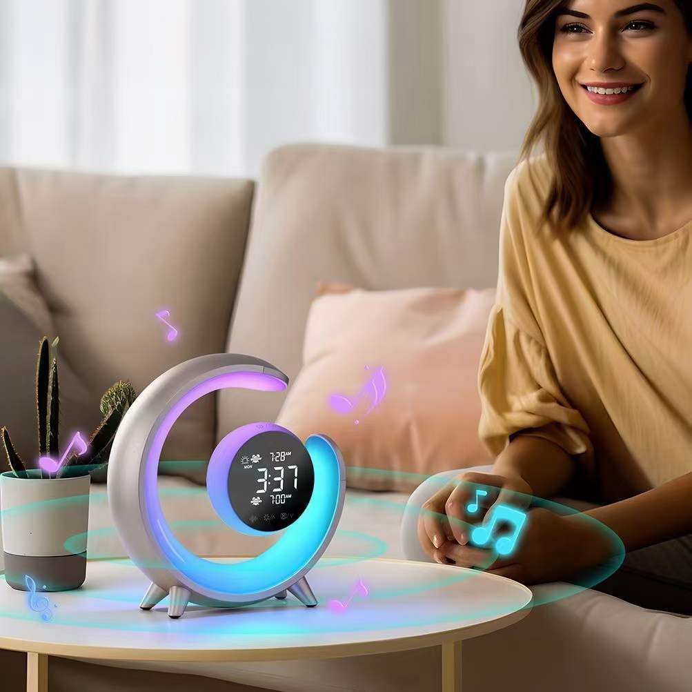 Multifunctional Night Light with RGB & Alarm Clock Function – Lumivo-Gold-The Livary
