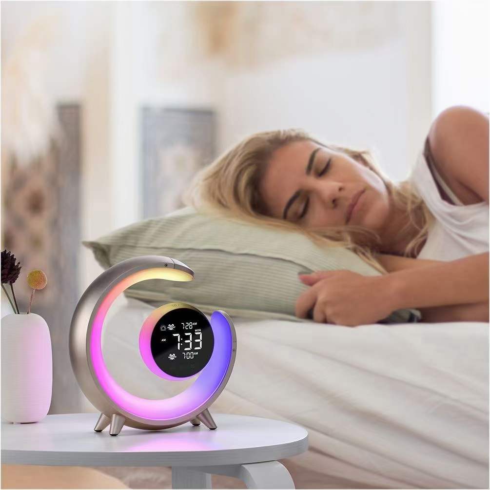 Multifunctional Night Light with RGB & Alarm Clock Function – Lumivo-Gold-The Livary