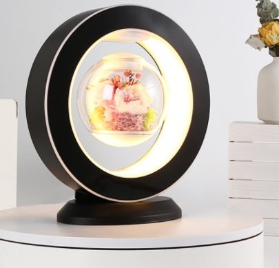 Levitation Flower with Magnetic Rotation – Floravia-Black Pink Rose-No-The Livary