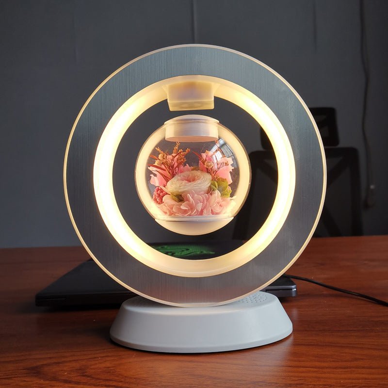 Levitation Flower with Magnetic Rotation – Floravia-Heart Pink Rose-No-The Livary