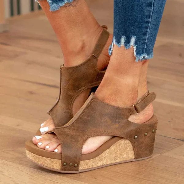 Fashionable Orthopaedic Women's Wedge Sandals - Lara Wegner-Brown-2.5-The Livary