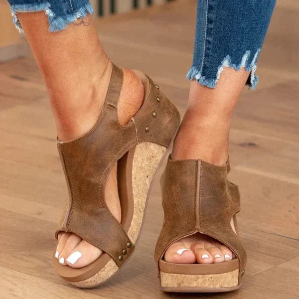 Fashionable Orthopaedic Women's Wedge Sandals - Lara Wegner-Brown-2.5-The Livary
