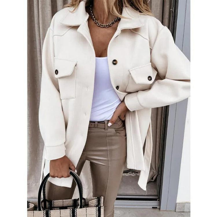 Lightweight Long Wool Summer Coat - Isabella-White-XS-The Livary