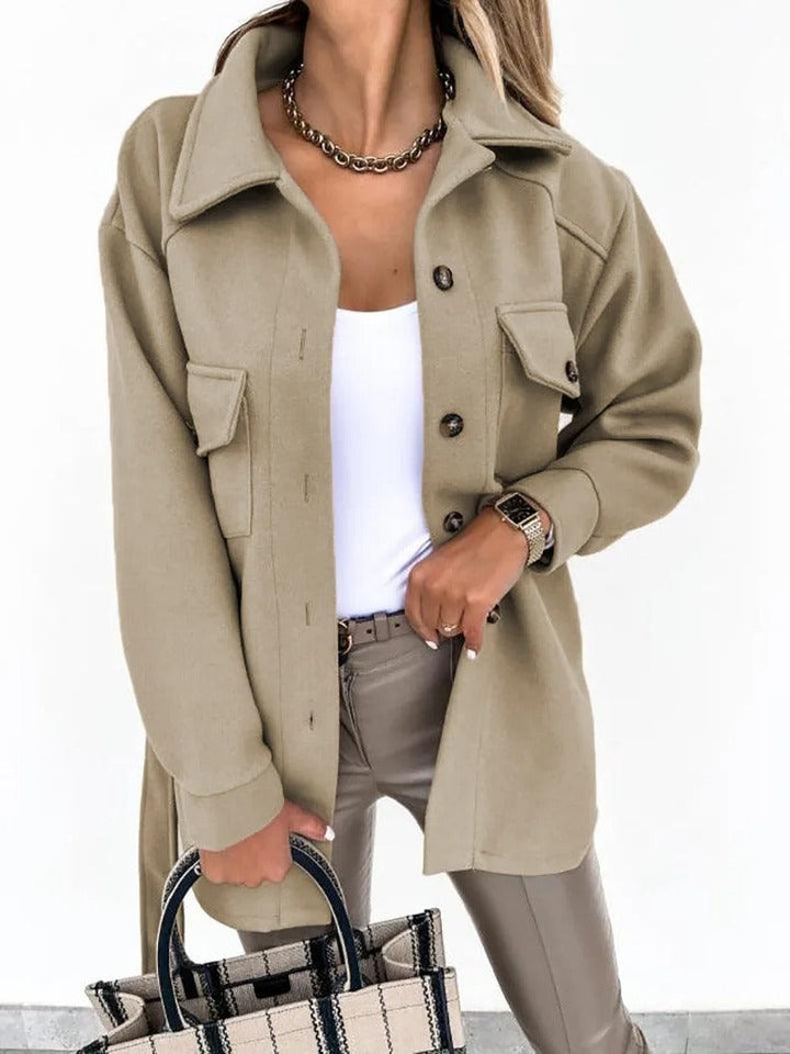 Lightweight Long Wool Summer Coat - Isabella-Light brown-XS-The Livary