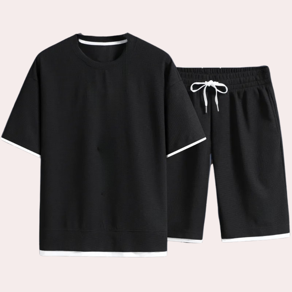 Casual Two-Piece Summer Set for Men - Jules-Black-S-The Livary