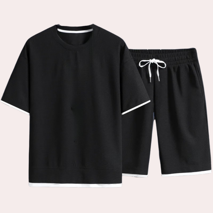 Casual Two-Piece Summer Set for Men - Jules-Black-S-The Livary