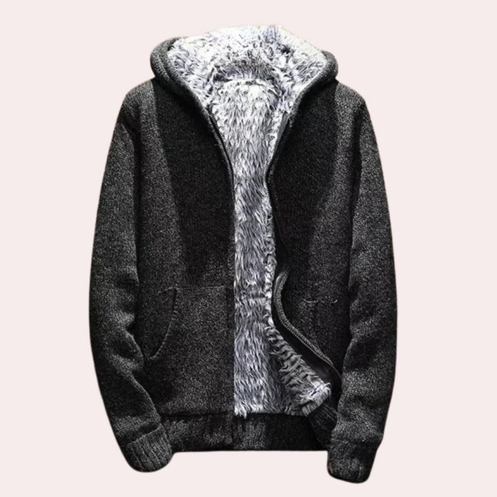 Classic Knitted Hoodie for Men - Milan-Black-S-The Livary