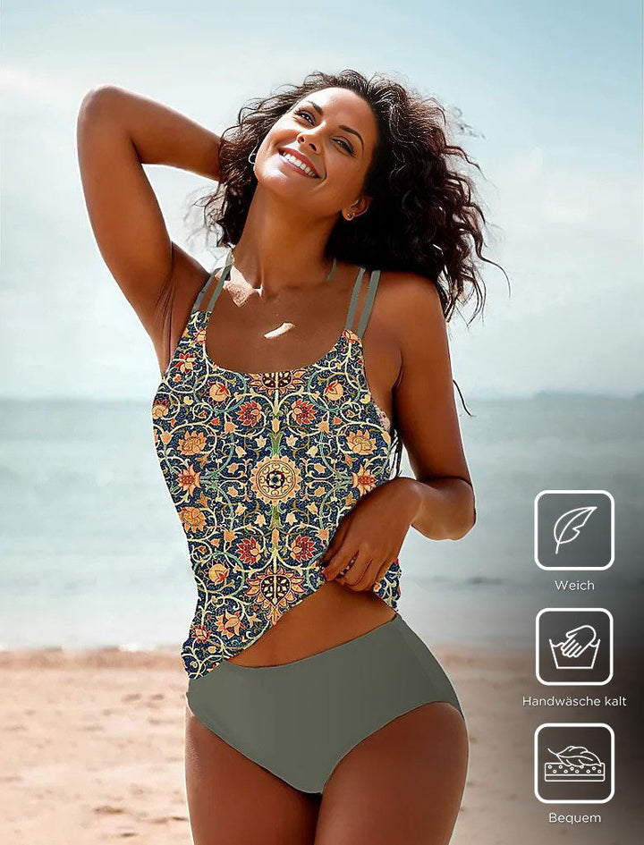 Stylish Sleeveless Bikini with Attractive Pattern - SummerGlow-S (36/38)-The Livary