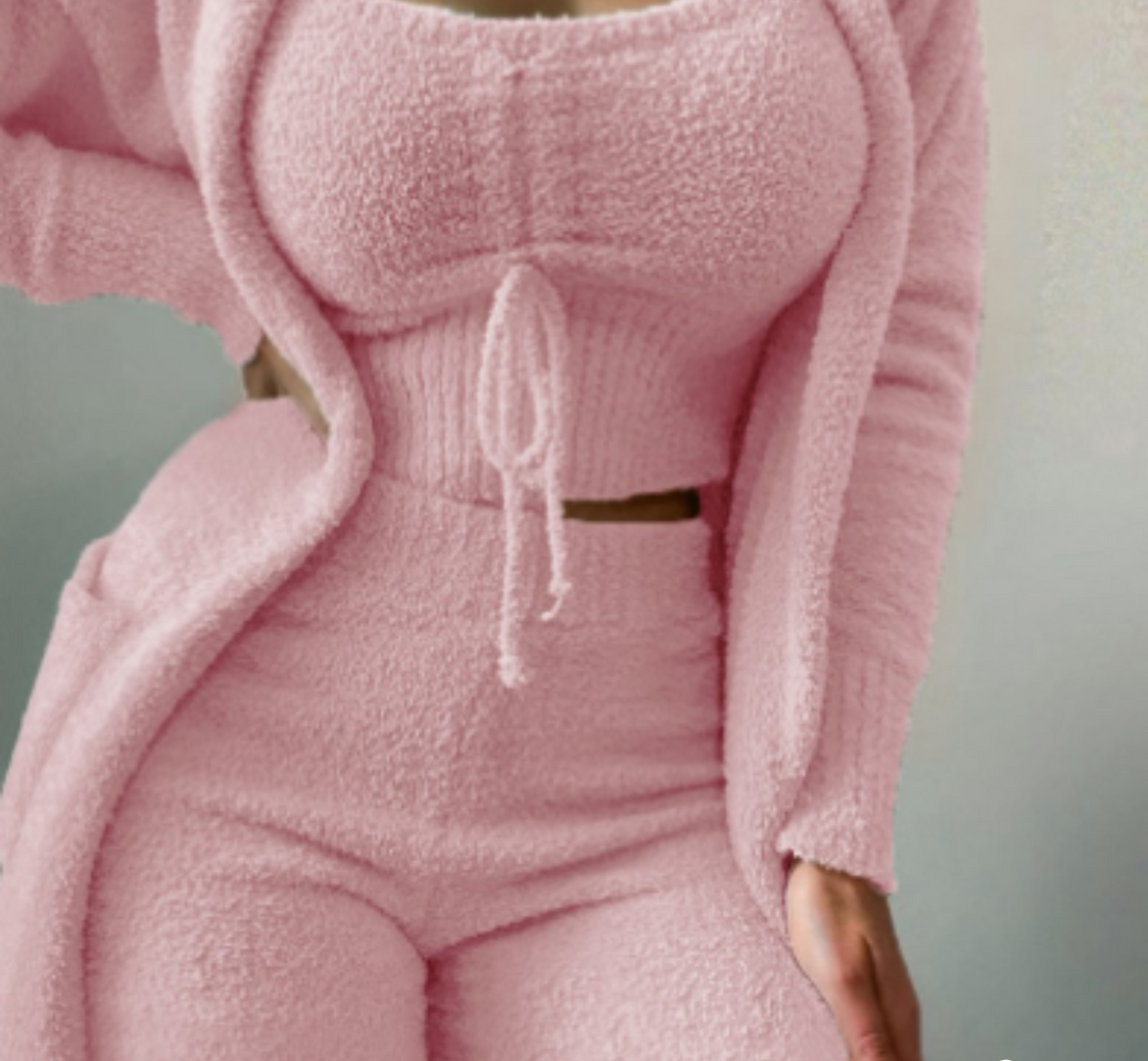 Warm 3-Piece Ladies Clothing Set - Ariana-Pink-S-The Livary