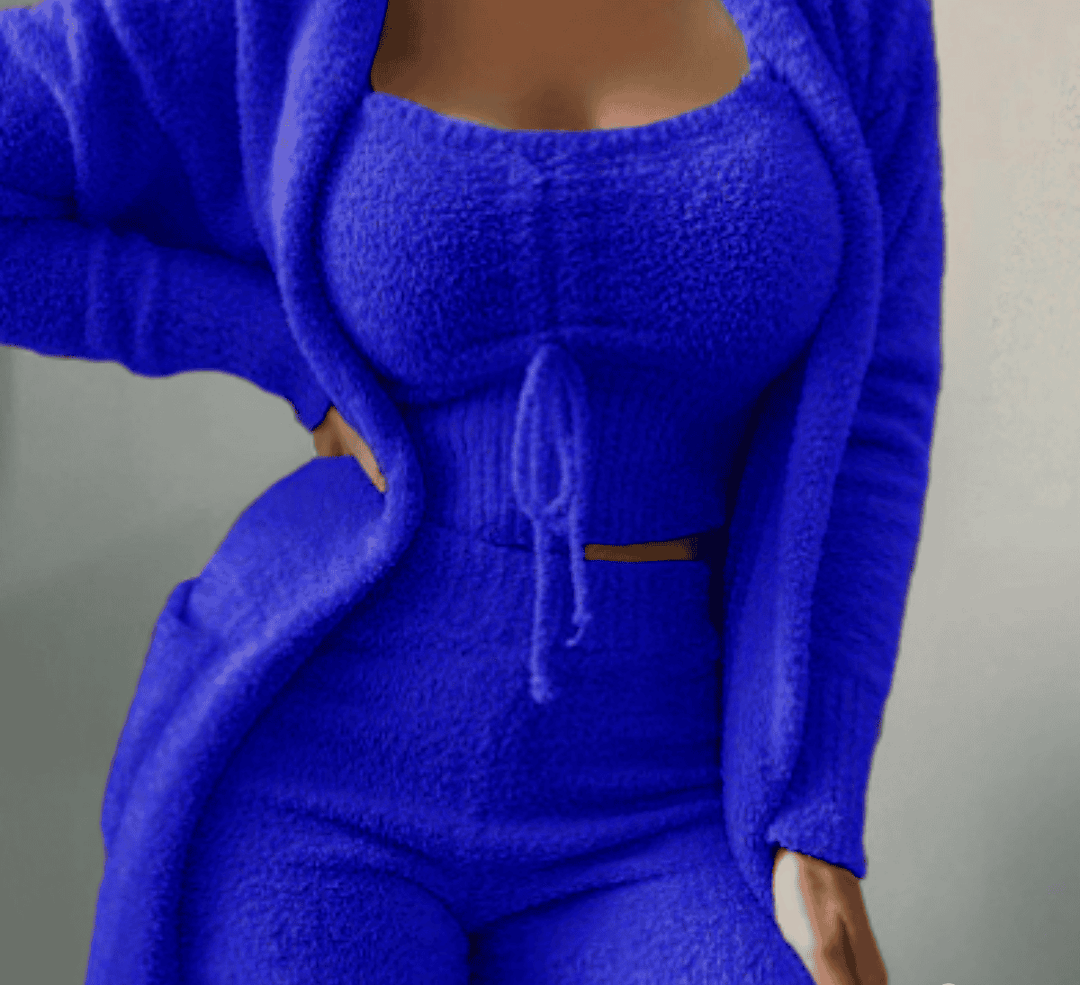 Warm 3-Piece Ladies Clothing Set - Ariana-Blue-S-The Livary