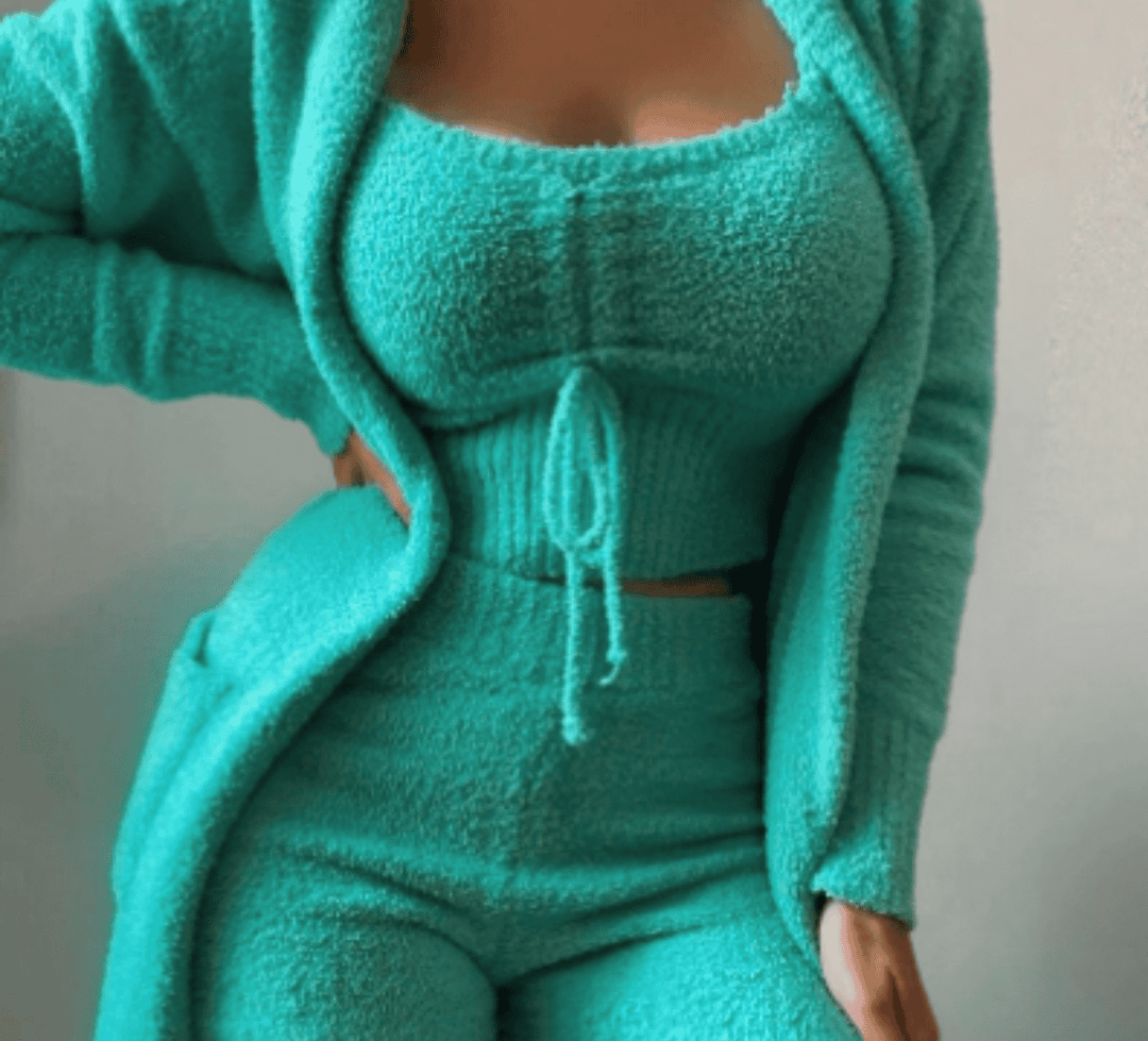 Warm 3-Piece Ladies Clothing Set - Ariana-Green-S-The Livary
