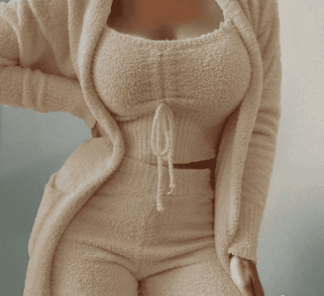 Warm 3-Piece Ladies Clothing Set - Ariana-Beige-S-The Livary