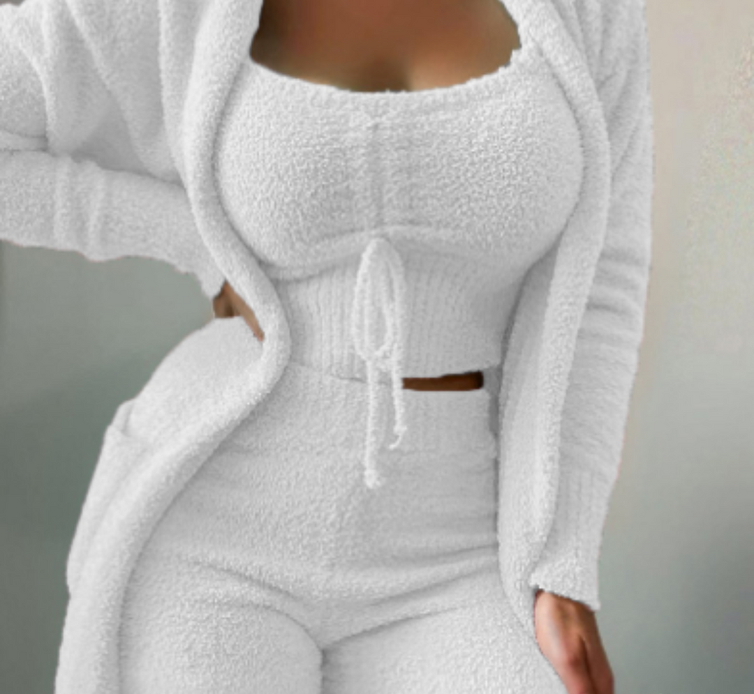 Warm 3-Piece Ladies Clothing Set - Ariana-White-S-The Livary