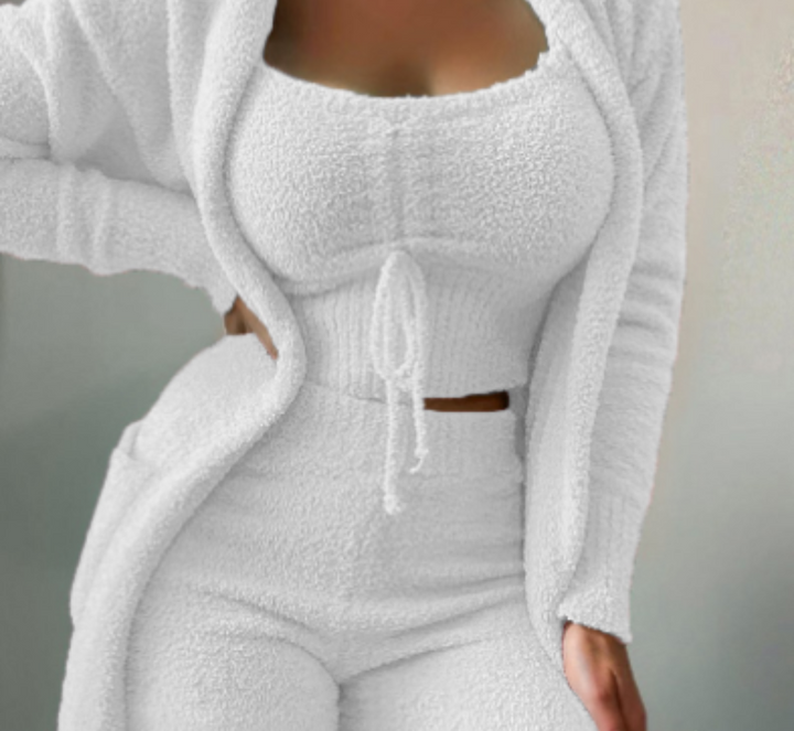 Warm 3-Piece Ladies Clothing Set - Ariana-White-S-The Livary