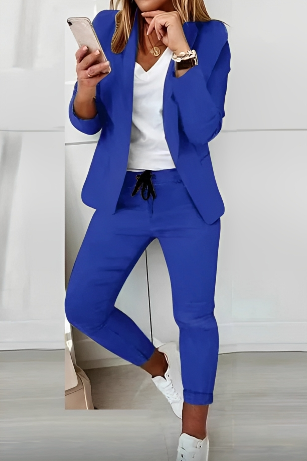 Two-piece women's blazer set for everyday wear & events – Alina-Blue-S-The Livary