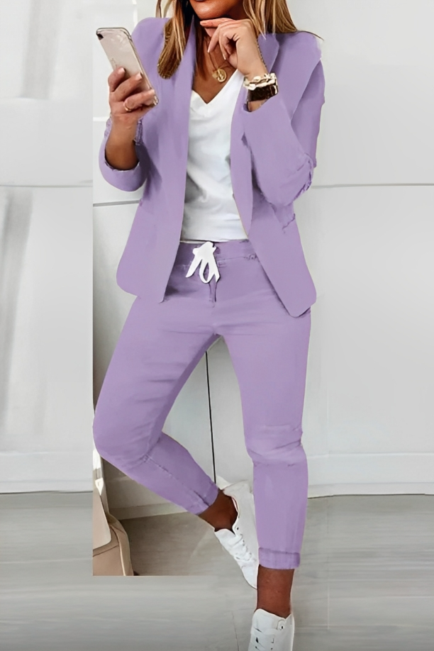 Two-piece women's blazer set for everyday wear & events – Alina-Purple-S-The Livary