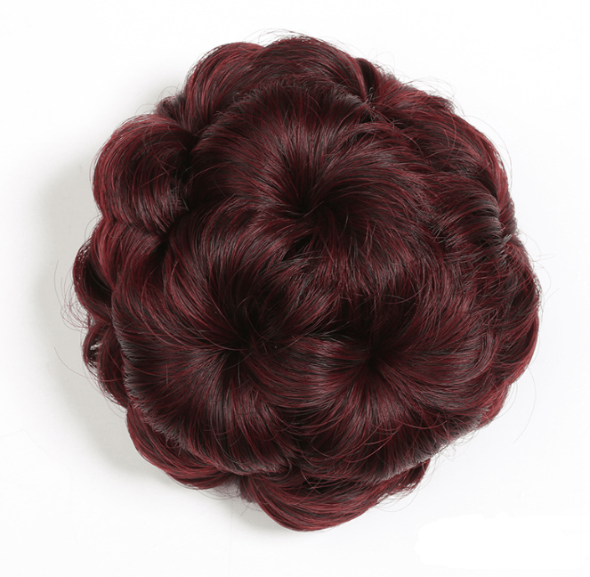 Flower-shaped Hair Clip with Hair Extension – Fiora-Burgundy-The Livary