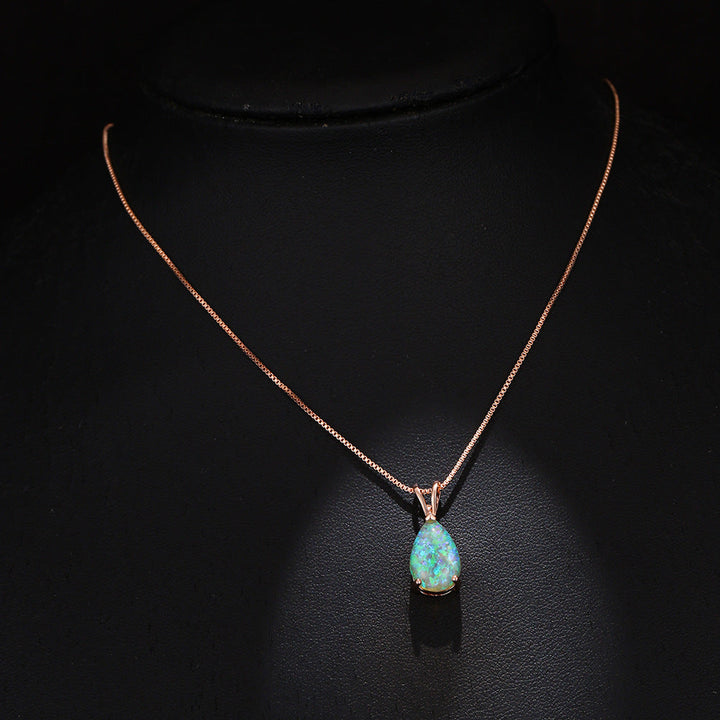 AA OUT OF STOCK Minimalist Drop Opal Pendant Necklace - Selina-White Opal-Rose gold-The Livary