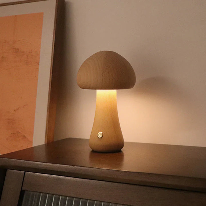 Wooden Mushroom LED Night Light - GlowShroom-A-walnut color-The Livary