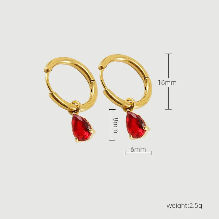 Stylish Garnet Birthstone Jewelry Set - Liora-Earrings-The Livary